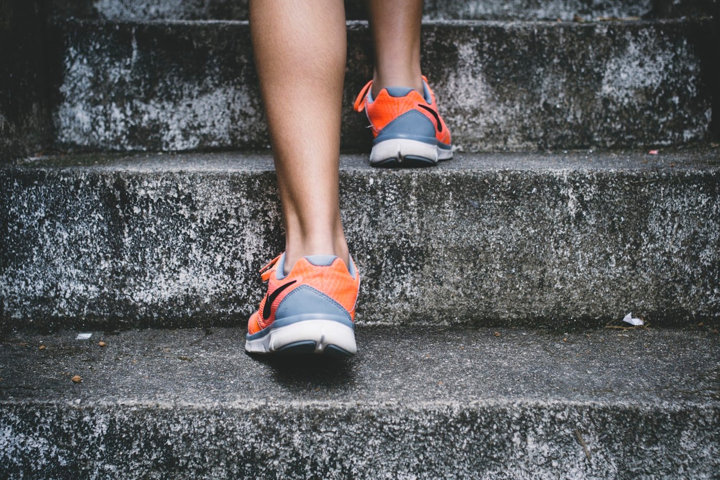 Running shoes on a flight of steps