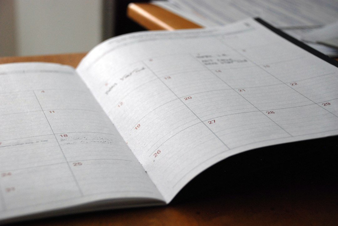 A monthly calendar used for planning routines