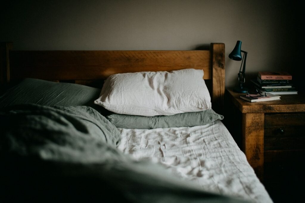 Quiet bedroom at night representing a calmer phone-free bedtime routine